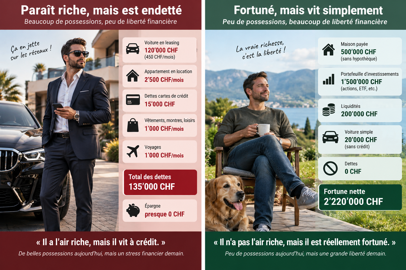 Différence entre une personne riche et une personne fortunée ?