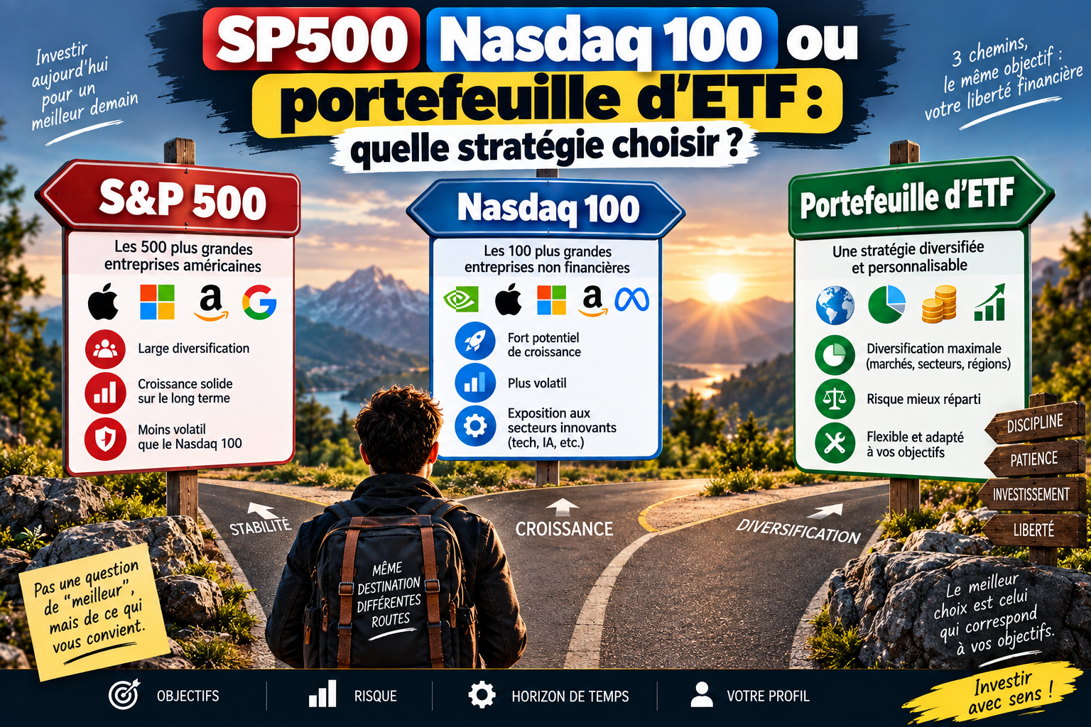 SP500 Nasdaq 100 ou portefeuille d’ETF : quelle stratégie choisir ?
