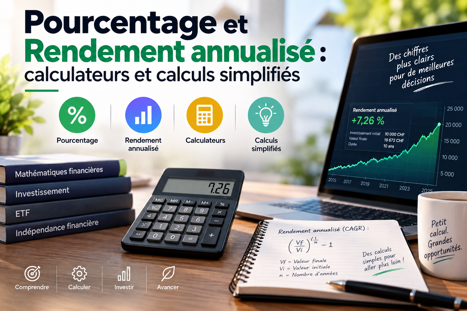 Pourcentage et Rendement annualisé : calculateurs et calculs simplifiés